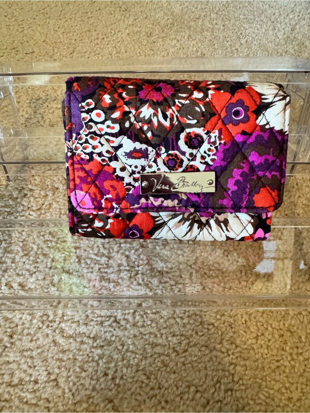 Vera Bradley Quilted Floral Wallet in Purple, Red, White